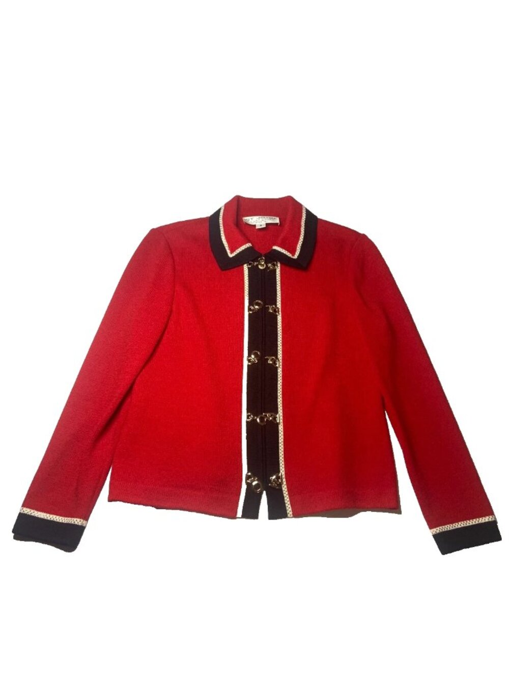 BEAUTIFUL St John collection jacket knit red black suit blazer size 4